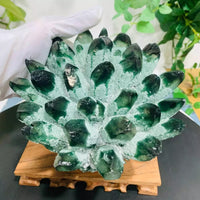 2025Rare Large Raw Green Ghost Crystal Cluster Natural Rough Geode Reiki Quartz