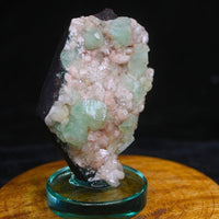 Green Apophyllite Cube on Stilbite 230g Natural Crystal Mineral Specimen India