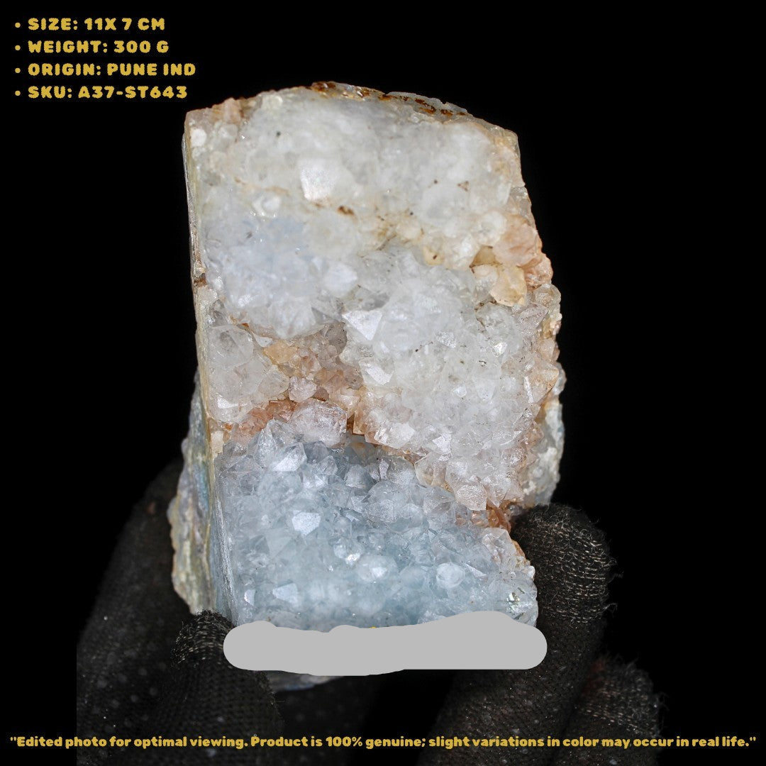 Apophyllite Stilbite Cluster 300g – Raw Natural Crystal Mineral 11x7cm from India