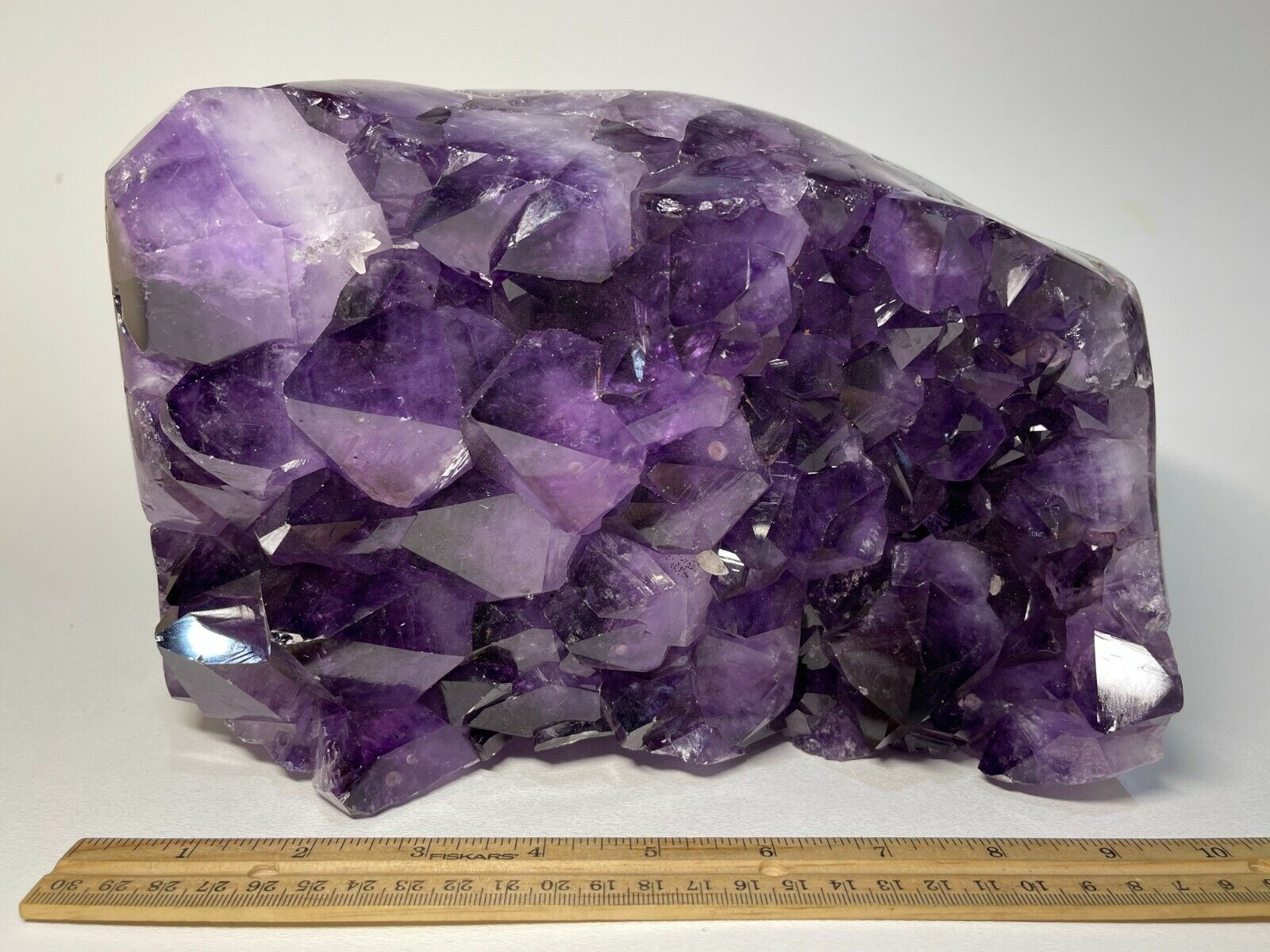 Finely Polished Uruguay Deep Purple Amethyst Cluster Crystal Geode, Pick a Size
