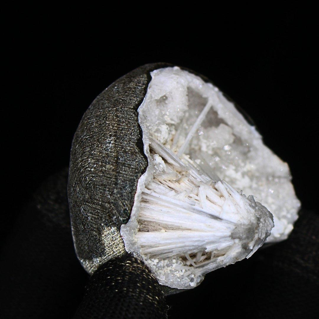 100g Scolecite Spray on MM Quartz Geode Rare Mineral Specimen India