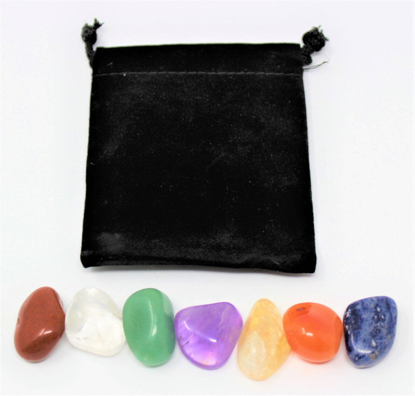 7 Chakra Tumbled Stones & Carry Pouch (Crystal Balancing Set, Crystal Healing)