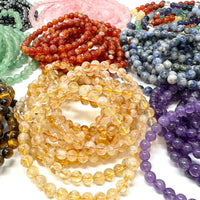 6 mm Bead Gemstone Bracelets BUY 3 GET 1 FREE - Dainty Stretch Crystal Bracelets