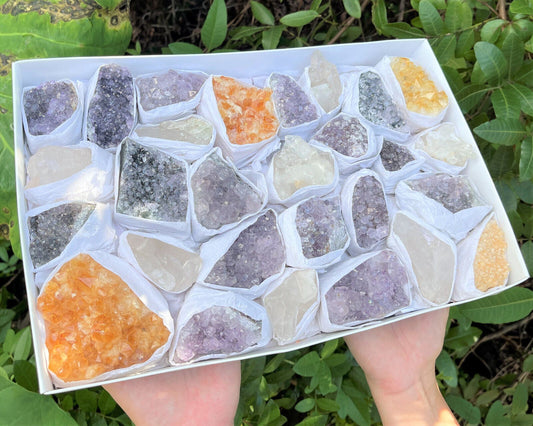HUGE Bulk Lot Citrine Clear Quartz Amethyst Clusters Druze Crystal 20 - 30 Piece