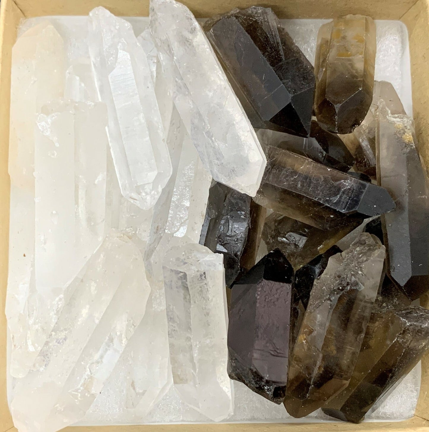 Clear Quartz and Smoky Quartz Point Collection,Grade A+1/2 Lb Box Natural Point