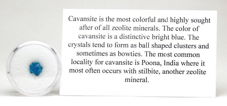 CAVANSITE STILBITE Specimen Blue Crystal Cluster Mineral INDIA w/ ID card