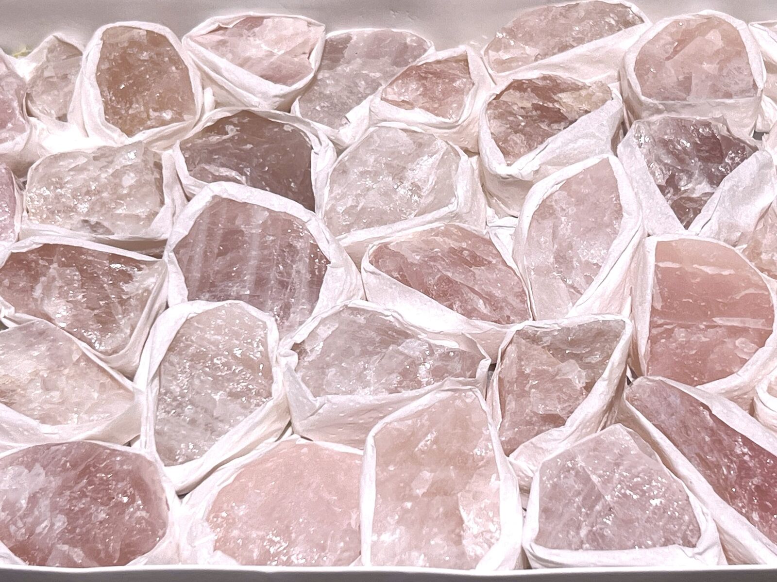 Pink Rose Quartz Rough Crystal (Avg 7 LBs) Large Box Flat Bulk Wholesale Lot Raw
