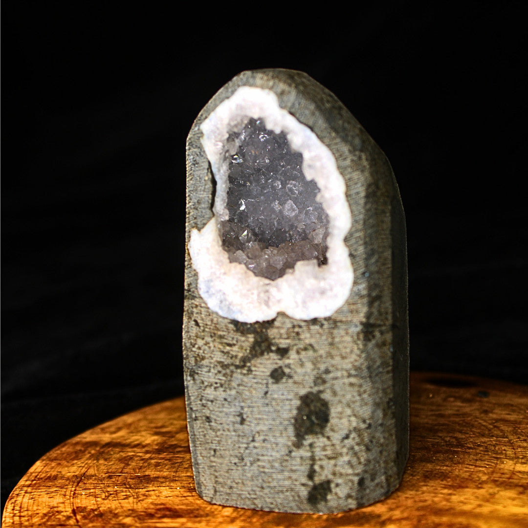 Rare Blue Chalcedony on Geode Matrix 230g Natural Mineral Specimen India