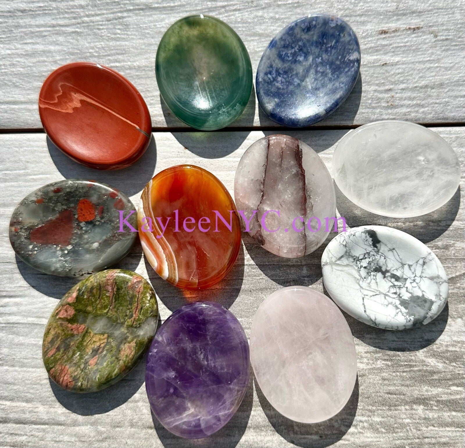 Wholesale Lot 11 PCs Natural Crystal Worry Stone Healing Energy