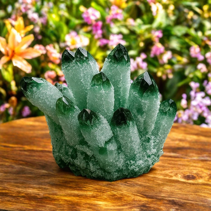 2025Rare Large Raw Green Ghost Crystal Cluster Natural Rough Geode Reiki Quartz