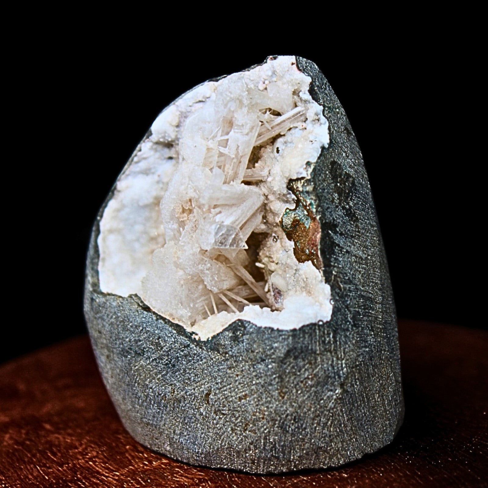 130g Scolecite Geode Natural Crystal Cluster Mineral Specimen 6x5cm India