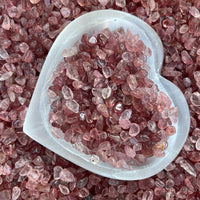 Grade A++ Strawberry Quartz Semi Tumbled Gemstone Mini Chips 4 - 8 mm, Bulk Lot