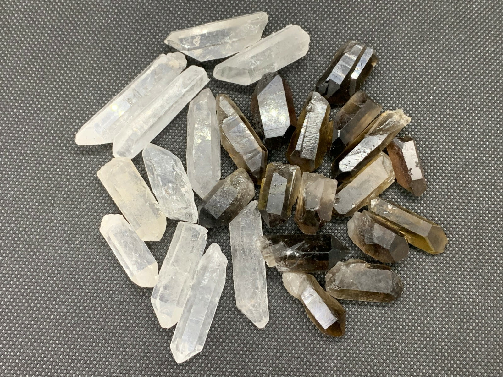 Clear Quartz and Smoky Quartz Point Collection,Grade A+1/2 Lb Box Natural Point